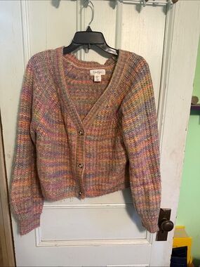 Jessica Simpson Pastel Multicolor V-Neck Button-Front Cardigan